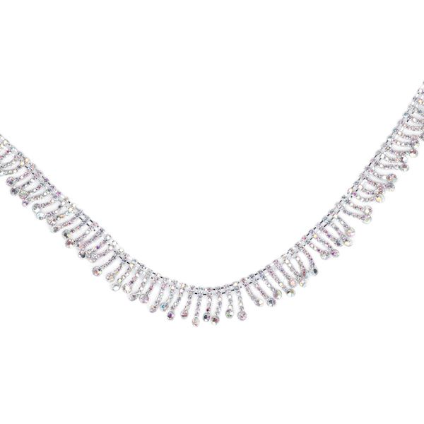 Rhinestone Tassel Chain Rund Form 2,2 cm Bredd Mode Tassel Design Godtycklig Klippning Plaggsmycke DekorSilver Botten AB Färg Borr