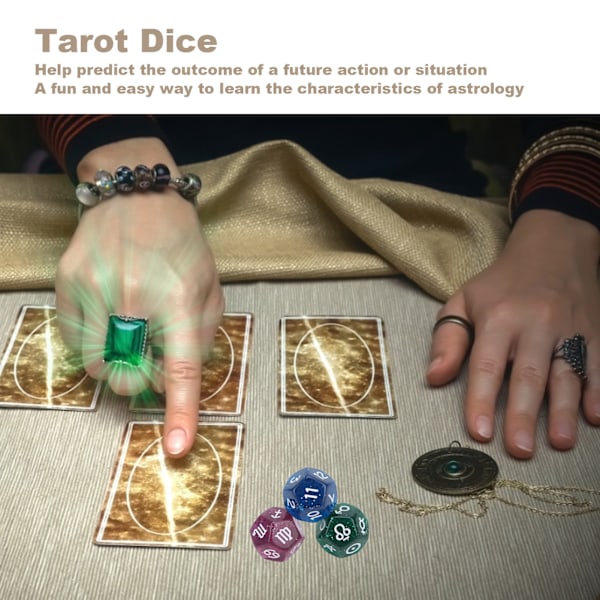 3 st 12-sidiga tarot-tärningar i harts för tarotkortspel, tärningar för fester och underhållning2#
