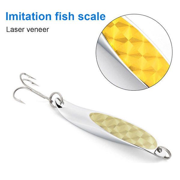 Fiskeskedrag Lockbete Lax Abborre Blåfisk Gjutning Trolling Sked Treble Krokar Metall Fiskebete Beten (flerfärgad) (5 st)