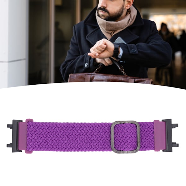 Nylonvävd Klockarmband DIY Installation Vävt Klockarmband Mjukt Hudvänligt Tvättbart Justerbart Klockarmband för Amazfit Active Edge A2212 Violett