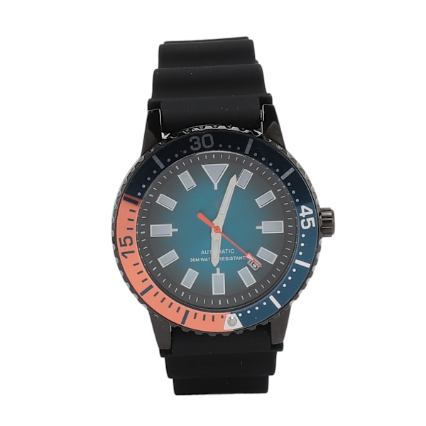 Herr Kronografklocka Roterbar Bezel Självuppdragande Automatisk Urverk Vattentät Lyxig Stor Urtavla Legering Luminous Analog Klocka Svart Orange