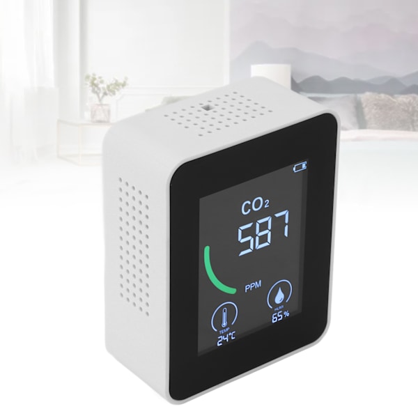 Luftkvalitetsmätare 3 i 1 Infraröd NDIR CO2-monitor Temperatur Luftfuktighetstestare för Hemmet
