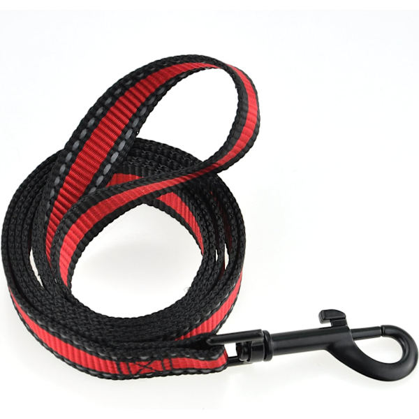 Koppel och halsband för hund, rött | Reflex 3M-rand med nylonband | (Rött 2-pack koppel och halsband, liten hals 12\"-17\" -20 LB)