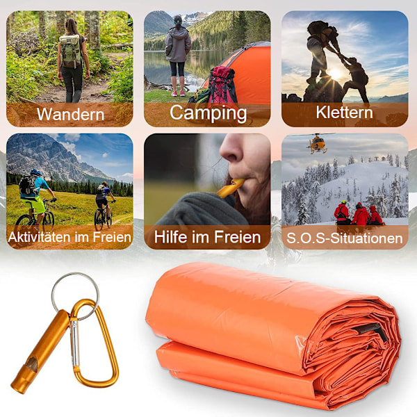 Nödsituationsöverlevnadssovsäck 2 stycken Lätt termisk Bivouacsäck Vattentät Lätt sovsäck för utomhusaktiviteter t.ex. Camping,