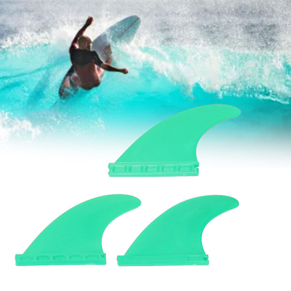 3 st surfbrädefenor PVC Thruster fenor surfbrädestillbehör för långbräda Stand Up Paddle Grön