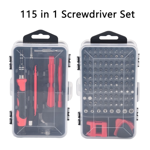 115-i-1 skruvmejselset Magnetisk precision Multifunktionella bits Elektronikreparationssats Röd