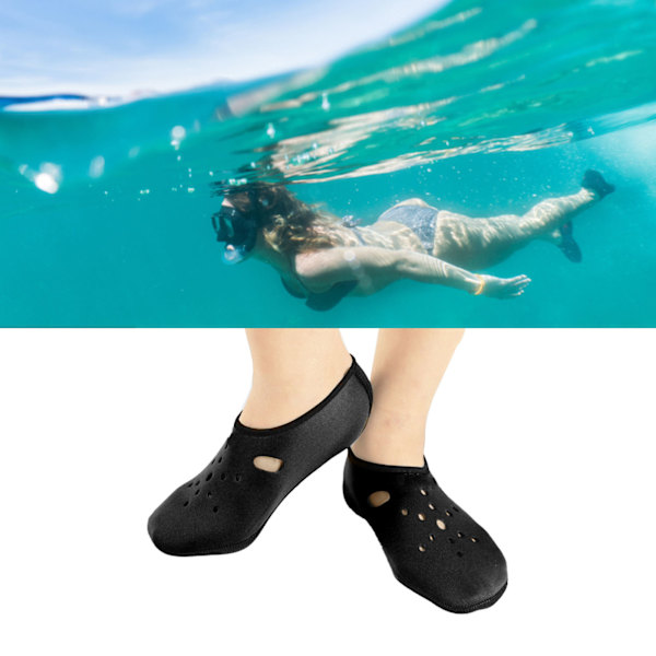 Tjocka halkfria dykstrumpor simstrumpor snorkelutrustning för män kvinnor vattensporter svart L (inre längd 24,5 cm)