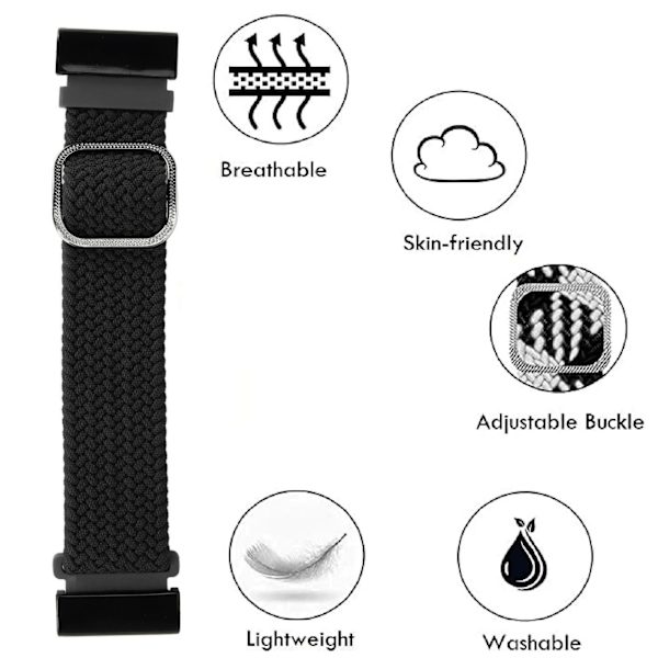 22mm flätat klockarmband 26mm spänne justerat stretchigt spänne stängning flätat ersättningsband för Fenix 7X svart