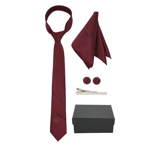 Slips set Casual Business Style Polyester Garn Ränder Enfärgad Svart Box Manschettknappar Slips set för Bröllop Möten