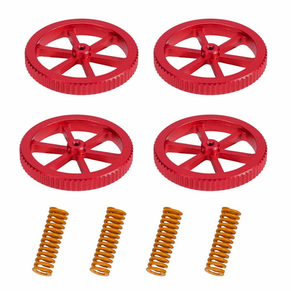 Sats med 4 creality aluminium-utjämningsmuttrar med 4 tryckfjädrar för varm bädd Ender 3/3 Pro, Ender 5/5 Plus / Pro, CR-10, CR10S / 10S Pro, CR 20