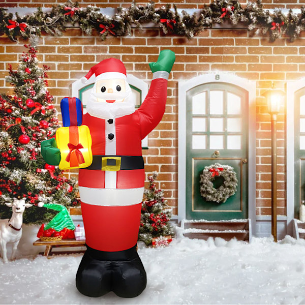 Uppblåsbar Jul Tomte, 2,7 m Hög Kvalitets Tyg Material Dekorativt Tema Tomte med Färgglada LED-lampor för Inomhus Utomhus Uppblåsbara