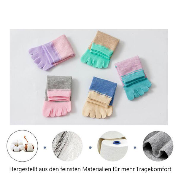 Damstrumpor i bomull med fem tår, damstrumpor med tår för sport, löpning, fritid, andningsbara och färgglada strumpor, 5 par