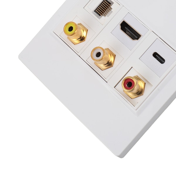 HD Optisk Väggplatta 6 Port CAT6 USB C RCA Väggplatta 3840x2160 Upplösning Undvik Röra HD Multimedia Interface Väggplatta