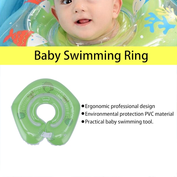 Nyfödd simring uppblåsbar flytkrage baby simbassäng leksak för 0-18 månaders babygrön