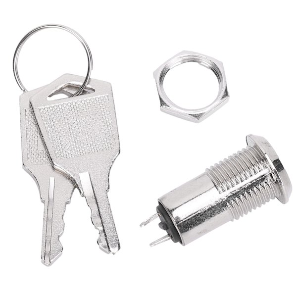 10 st Nyckelströmbrytare Fat Metall ONOFF Strömspärr Rostfritt Stål med Nyckelmutter 12mm AC DC220V (Enkel Dragning)