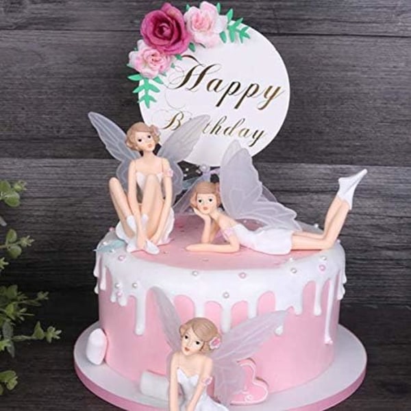 Charmiga Pixie-kompanjoner, Utsökt Handmålad Resin, Flygande Blomsterälva Med Vikbara Vingar För Bröllopsdekor Och Tårtdekorationer, Set Om 3