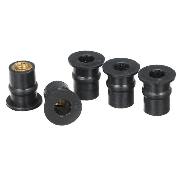 Gummibrunnsmuttrar M5 5mm metriska motorcykelvindruteskaftmutter, 10 stycken