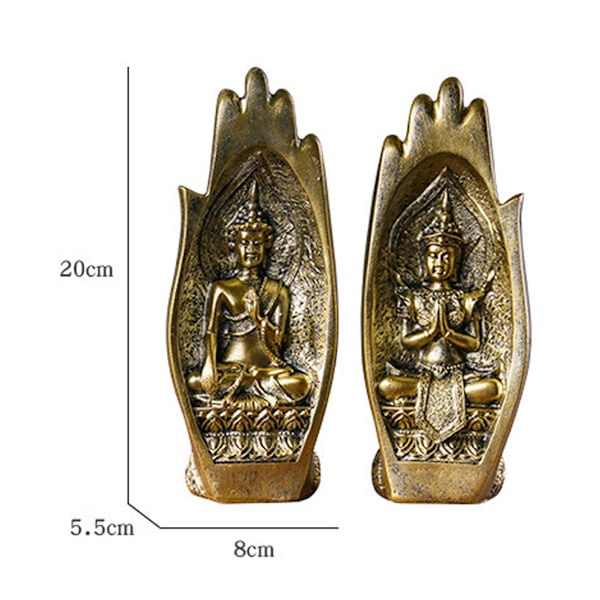 2 st Buddhastatyer i Harts Resin Zen-stil Ornament Borddekoration för Sovrum Studie