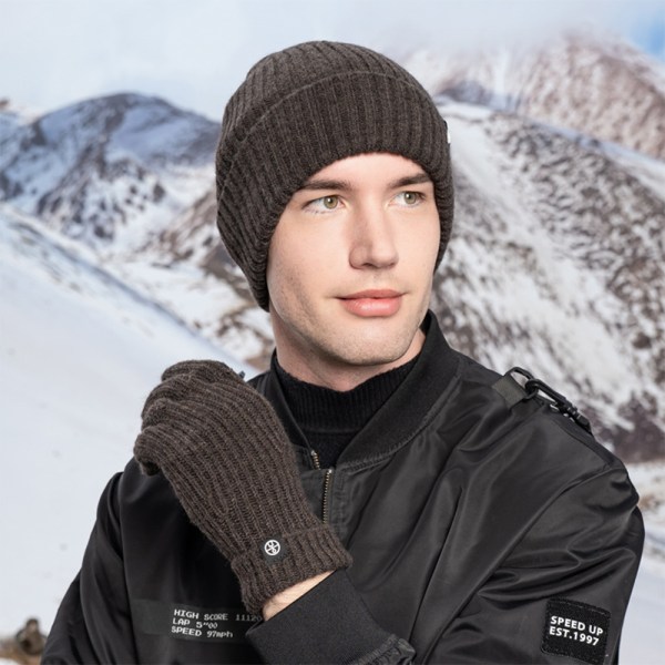 Winter Warm Beanie Hat Touchscreen Handskar Set