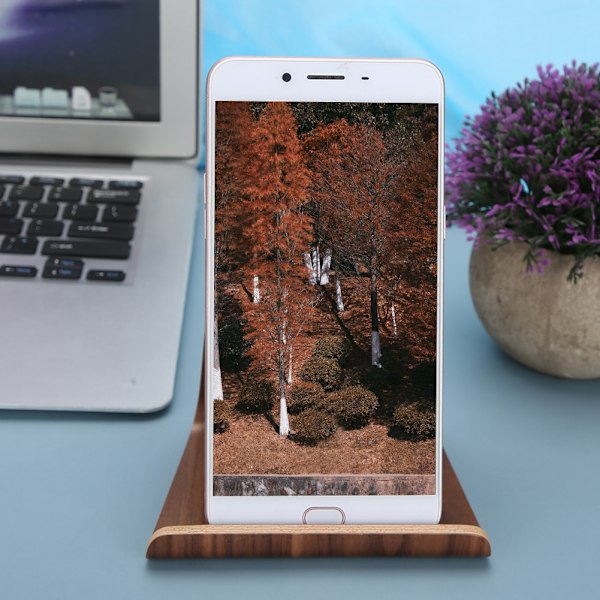 Naturträställ för Universal Tablet-hållare, Ergonomisk Design Mobiltelefon Docka med Multi-Vinkel Användning, Trämaterial Konst Hantverk Estetik,