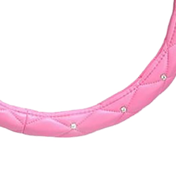Rattmuff för Kvinnor Söt Universal Antislip Pu Läder Strass Bil Rattmuff Rosa