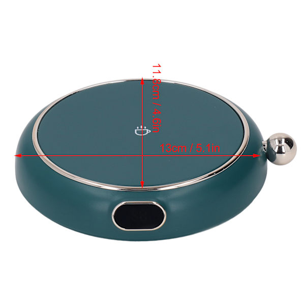 Kaffekoppvärmare med 3 temperaturinställningar, stänksäker, intelligent avstängning, snabb uppvärmning, grön
