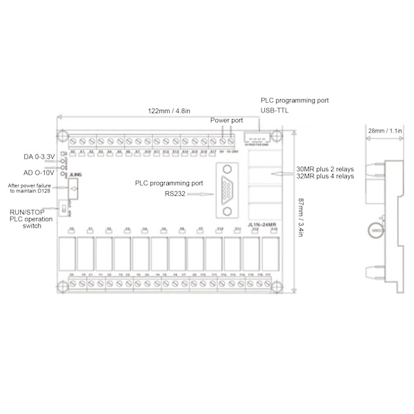 PLC-styrenhet Programmerbar styrenhet Fördröjningsrelämodul med analog FX1N‑30MR DC10‑28V