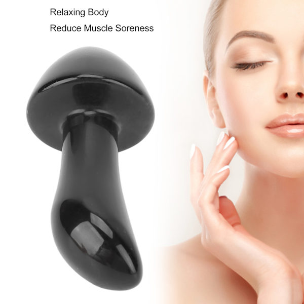 Svampformade massagestenar Gua Sha-massageskrapa i jadesten för avslappnande kroppssvart