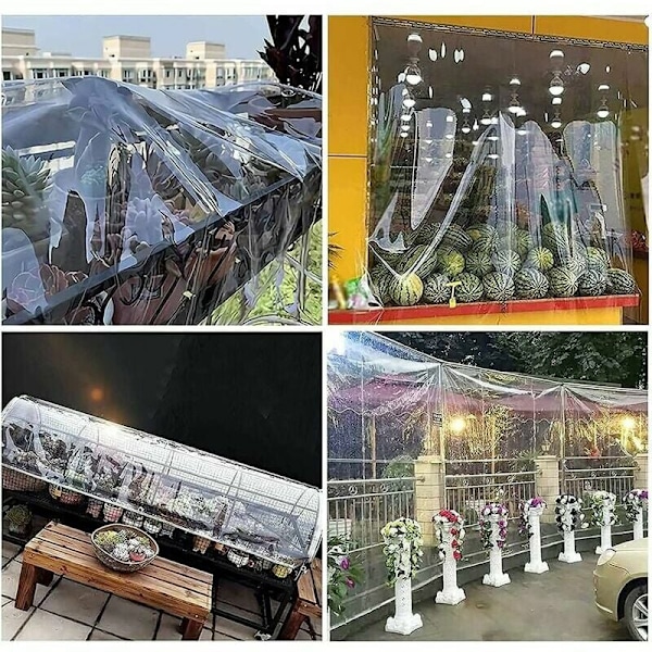 Kraftig Vattentät Presenning, Transparent Skyddspresenning med Öljetter för Användning Året Runt, 2x2m