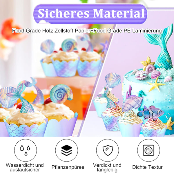 Oceanic Cupcake Tillbehör, Dubbelsidiga Formar & Toppers, Pålitligt Material För Minnesvärda Firanden, Enkel Användning Under Havet Tema (48 ST)