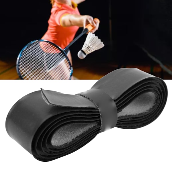 Badminton Tennis Racket Greppband PU Anti Slip Tennis Racket Handtag Grepp för SquashSvart