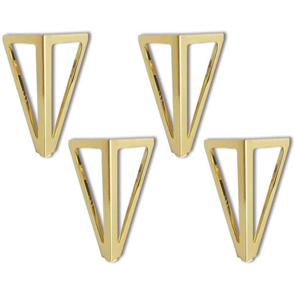 4x Guld Triangulära Metallbordsben 15cm Modern Stil Möbler Fötter för Skåp Soffor Säng