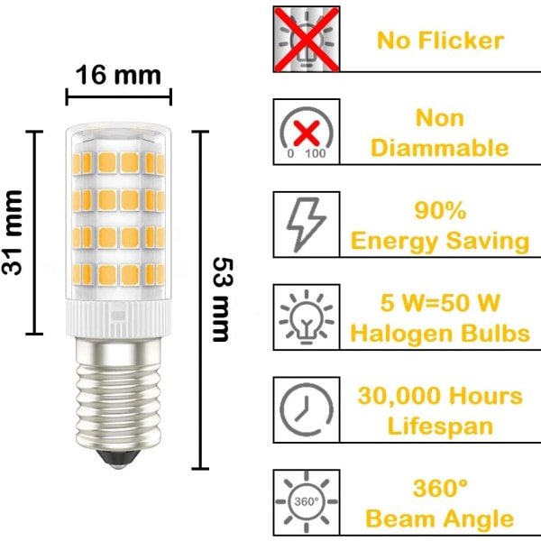 E14 LED-lampor, 7W (motsvarande 70W), kallvitt (6000K), AC220-240V, flimmerfri, ej dimbar, 700 lumen, CRI>80, 4-pack - (kallvitt, 7W)