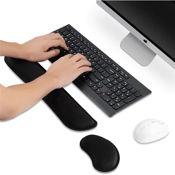 Överlägsen Konstruktion Handledsstöd, Högkvalitativt Memory Foam för Datortangentbord och Mus, Halkfri Bas för Stabilitet, Idealisk för Gamers och