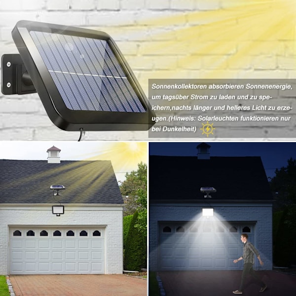 Solcellsvägglampor Utomhus, Smart PIR Rörelsesensor, Ultraljusa Strålkastare, Separat Design Med COB Ljuskälla, Längre Bestrålningsavstånd &