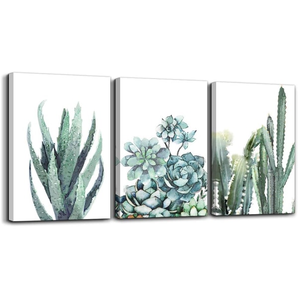 Canvas tavla väggkonst för vardagsrum badrum väggdekor för sovrum kök konstverk canvas tryck gröna växter blommor målning 12\" X 16\" 3 delar modern