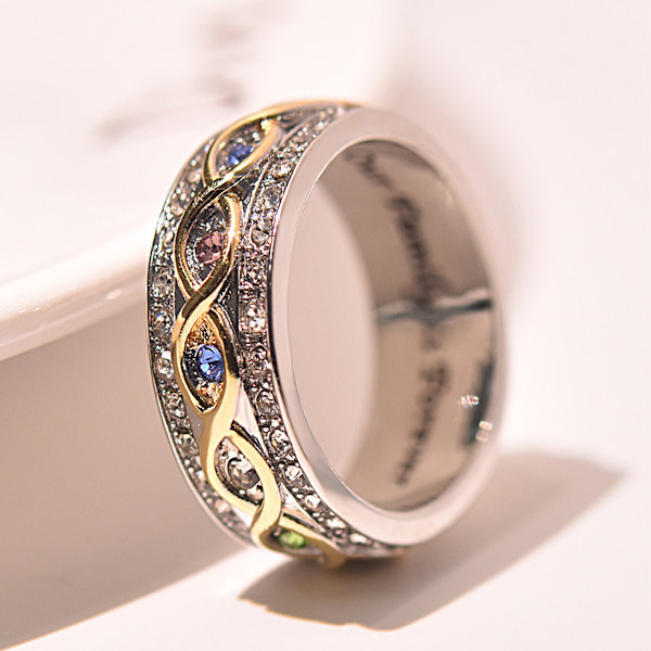 Diamantring, Sterlingsilver Glänsande Full Diamant Multi Ädelsten Klassisk Förlovnings- och Vigselring för Kvinnor