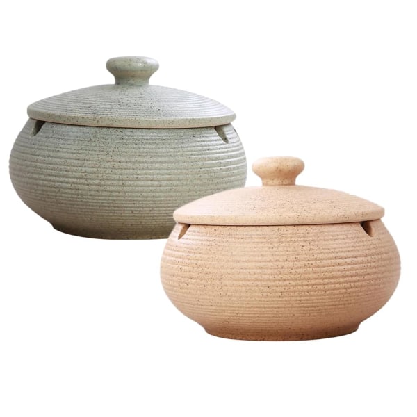 2 st keramik askkopp med lock hemkontor askkopp för