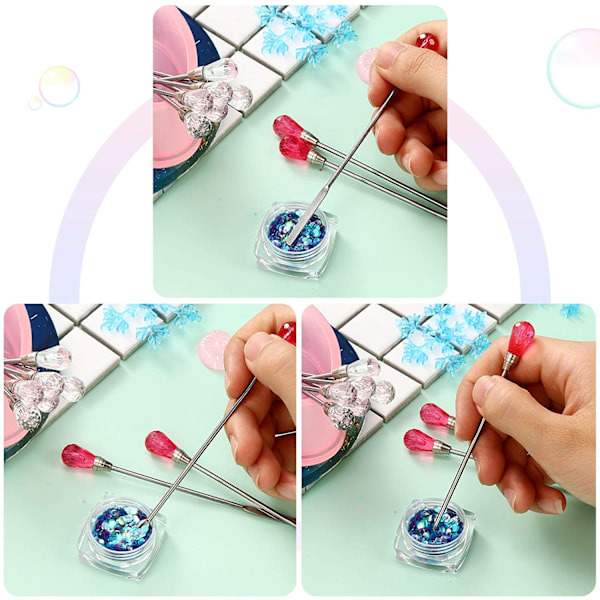 Nagelkonst Omrörningsstav DIY Verktyg Sked Spatel Nål Stick för Pulver Flytande Lim Strass Akryl UV Gel Blandning Manikyr Tillbehör