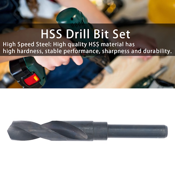 19mm Borrbit 1/2 tum Skaft Snabbstål Borr HSS Borrbit Svart Reducerat Skaft Spiralborr