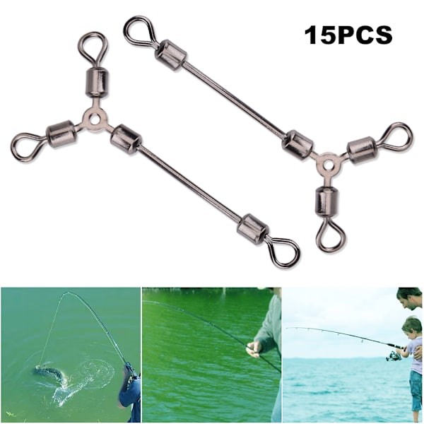 15 st hållbara Y-formade 3-vägs rullande swivels fiskekrok lockar kontakter fiskeutrustning tillbehör (12 #)
