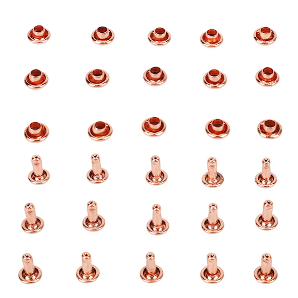 100 set metallnitar rosguld stark glans hög hårdhet metall lädernitar för DIY läderhantverk bälten 6x8mm