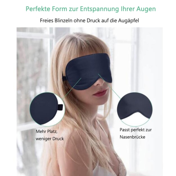 Silkesömnmask, 2-pack 100 % äkta naturlig ren sidenögonmask med justerbar rem, ögonmask för sömn, ögonskydd för yogaresor