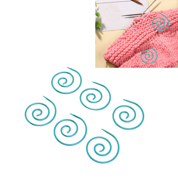 6 st Spiral Kabelsticka Multifunktionell Metall Cirkulär Sticka Kabelsticka Sjalnål för Garn Sömnad Stickning Blå