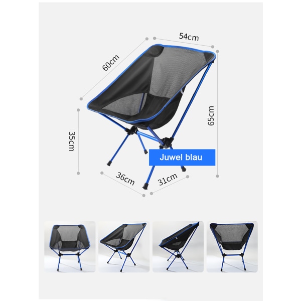 Campingstolar set med 2 hopfällbar ultralätt campingstol hopfällbar stol för utomhusbruk, strand, vandring, picknick, fiske