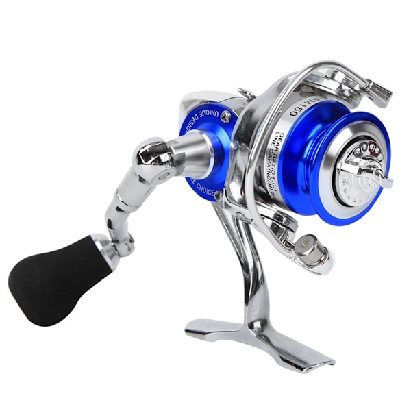 Helt i metall Mini Ice Winter Rock Sea Fiske Lure Spinnrulle Fiske Ling Hjul Tackleblå silver