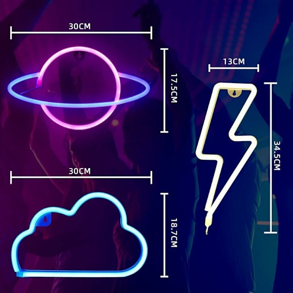 USB- eller Batteridrivna Neon Planet-lampor, Unik Design Akryl LED Spelrumsinredning, Väggdekor för Sovrum, Giftfritt Hållbart Material Inomhus