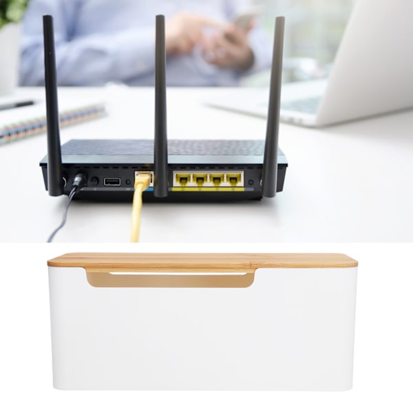 Kabelhanteringsbox, snygg förlängningssladd, sladdorganisationsbox med lock för router, skrivbord, grenuttag