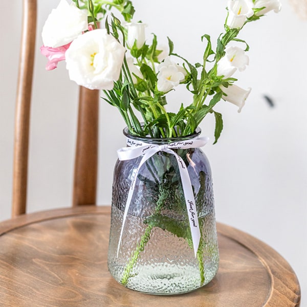 Elegant Gradientfärgad Glasvas Dekor, Geometrisk Form Vardagsrumsdekorationer, Cylindrisk Transparent Vas för Konstgjorda Buketter, Halkfri Bas