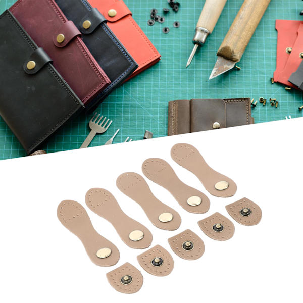5 set läderknäppspännen mjuka slitstarka DIY sömnadsläderfliklås för handväskor axelväskor plånböcker beige antik mässing tillbehör